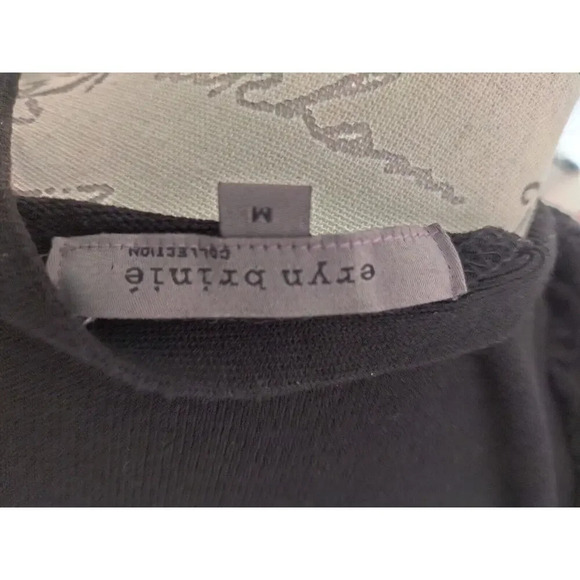 Eryn Brinie Black V-Neck Knit Knee Length Ruffle Puff Sleeve Sheath Dress Size M - Picture 9 of 10